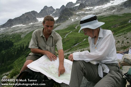 Steve Hahn & Sue Olson look at Boston Basin area on topo map