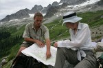 Steve Hahn & Sue Olson look at Boston Basin area on topo map