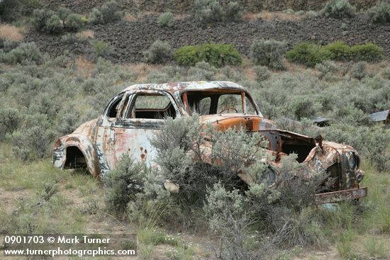 Abandoned car among Big Sagebrush