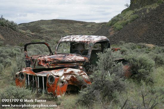 Abandoned pickup among Big Sagebrush